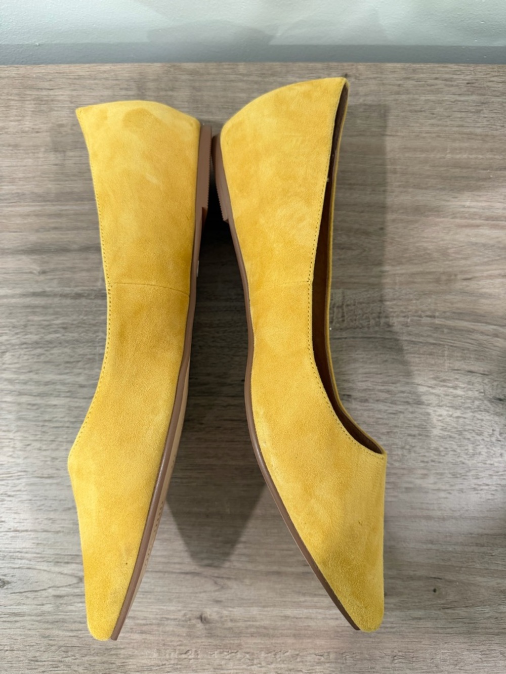 Caslon Genuine Leather Suede Pointed Toe Golden Yellow Flats - Picture 5 of 10